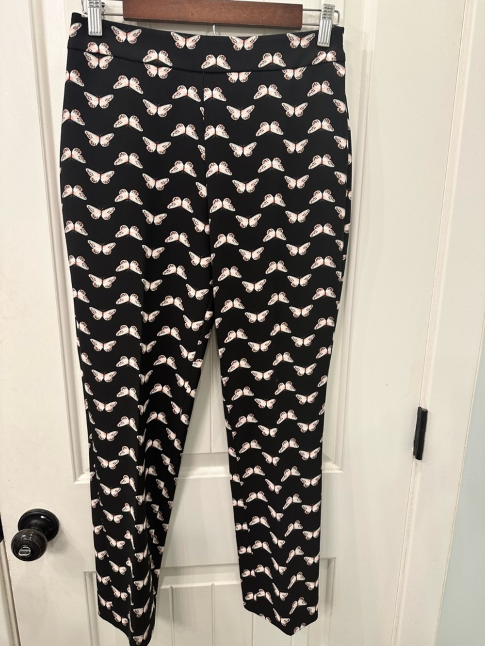 Kate Spade Black Butterfly Print Crepe Ankle Pants Size 2